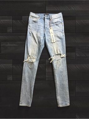 Purple Brand Light Blue Distressed Men's Skinny Jeans